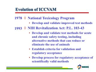 Evolution of ICCVAM