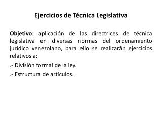 Ejercicios de Técnica Legislativa