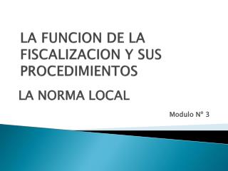 LA FUNCION DE LA FISCALIZACION Y SUS PROCEDIMIENTOS