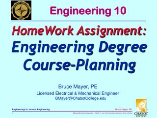 Bruce Mayer, PE Licensed Electrical &amp; Mechanical Engineer BMayer@ChabotCollege
