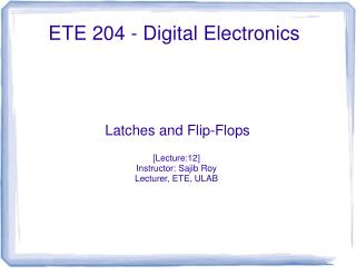 ETE 204 - Digital Electronics