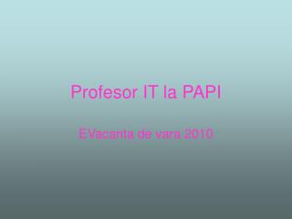Profesor IT la PAPI