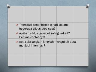 Transaksi dasar bisnis terjadi dalam beberapa siklus . Apa saja ?