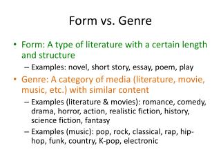 Form vs. Genre