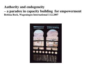 Authority and endogeneity – a paradox in capacity building for empowerment