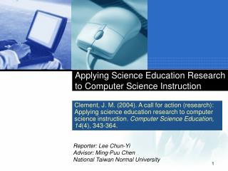 Applying Science Education Research to Computer Science Instruction