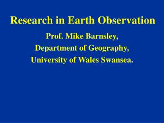 Research in Earth Observation