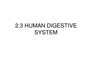 2.3 HUMAN DIGESTIVE SYSTEM