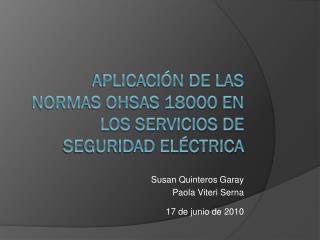 APLICACIÓN DE LAS NORMAS OHSAS 18000 EN LOS SERVICIOS DE SEGURIDAD ELÉCTRICA