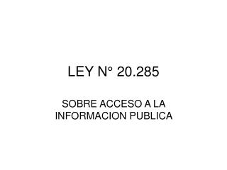 LEY N° 20.285