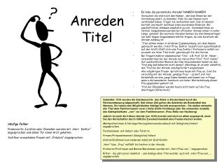 Anreden Titel