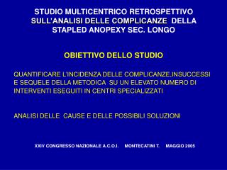 OBIETTIVO DELLO STUDIO