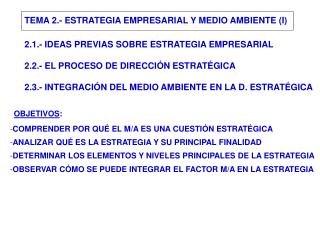 TEMA 2.- ESTRATEGIA EMPRESARIAL Y MEDIO AMBIENTE (I)