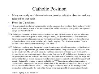 Catholic Position