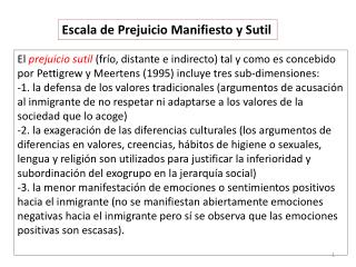 Escala de Prejuicio Manifiesto y Sutil