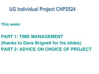 UG Individual Project CHP2524