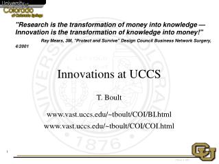 Innovations at UCCS