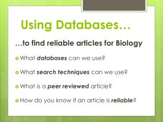 Using Databases…