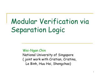 Modular Verification via Separation Logic