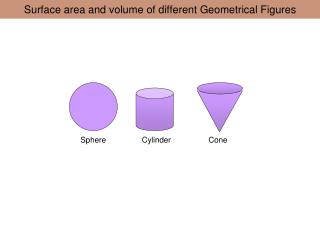 Surface area and volume of different Geometrical Figures