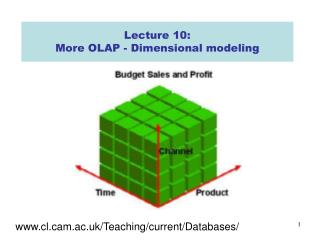 Lecture 10: More OLAP - Dimensional modeling