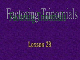 Factoring Trinomials
