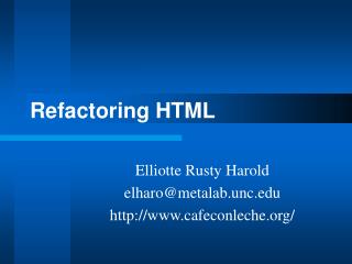 Refactoring HTML