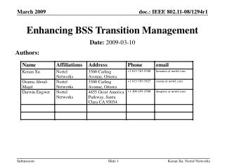 Enhancing BSS Transition Management