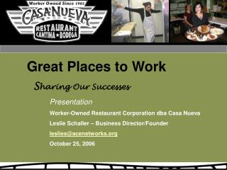 Great Places to Work S haring Our Successes Presentation
