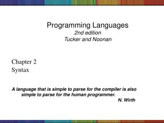 Programming Languages 2nd edition Tucker and Noonan