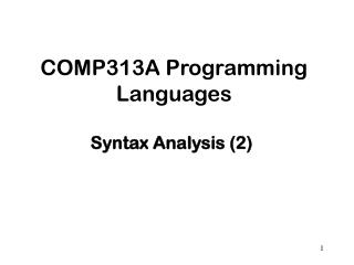 COMP313A Programming Languages