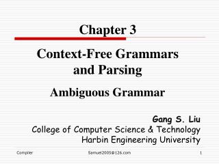 Chapter 3 Context-Free Grammars and Parsing Ambiguous Grammar