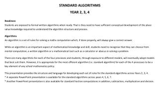 STANDARD ALGORITHMS YEAR 2, 3, 4 Readiness