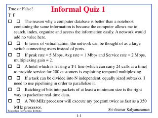 Informal Quiz 1