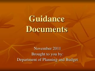 Guidance Documents