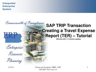 SAP TRIP Transaction Creating a Travel Expense Report (TER) – Tutorial