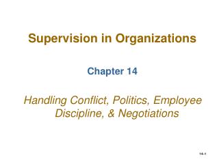 Supervision in Organizations Chapter 14