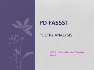 PD-FASSST Poetry Analysis