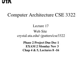 Exam 2 Review Two’s Complement Arithmetic Ripple carry ALU logic and performance