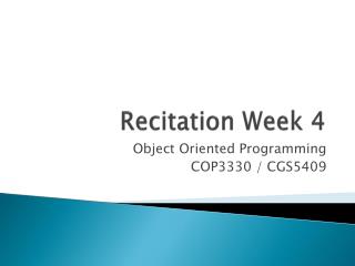 Recitation Week 4