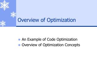 Overview of Optimization