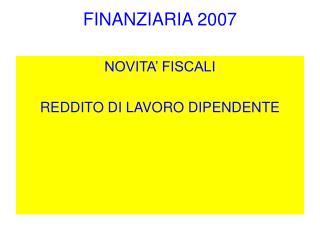 FINANZIARIA 2007