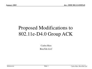 Proposed Modifications to 802.11e-D4.0 Group ACK