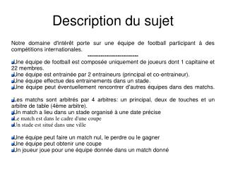 Description du sujet