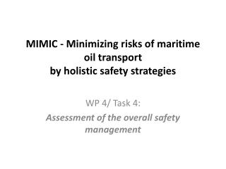 MIMIC - Minimizing risks of maritime oil transport by holistic safety strategies