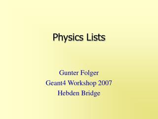 Physics Lists