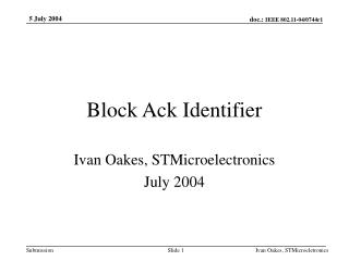 Block Ack Identifier
