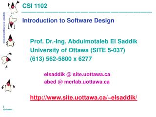 CSI 1102 Introduction to Software Design
