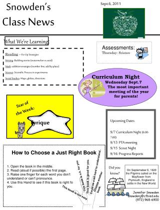 Snowden’s Class News