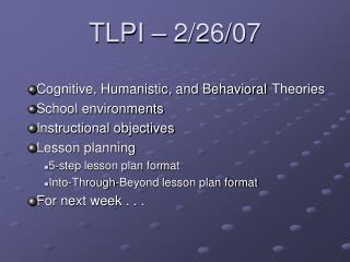 TLPI – 2/26/07